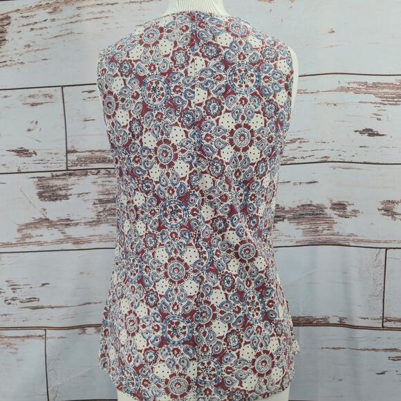 Fabindia 100% Cotton Sleeveless Top Red Blue Print Size Medium - Picture 3 of 7